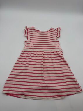 H&M Pink and White Striped Flutter-Sleeve Dress